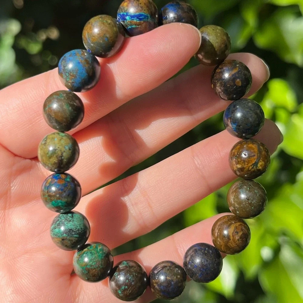 11mm stretchable‎ azurite bracelet